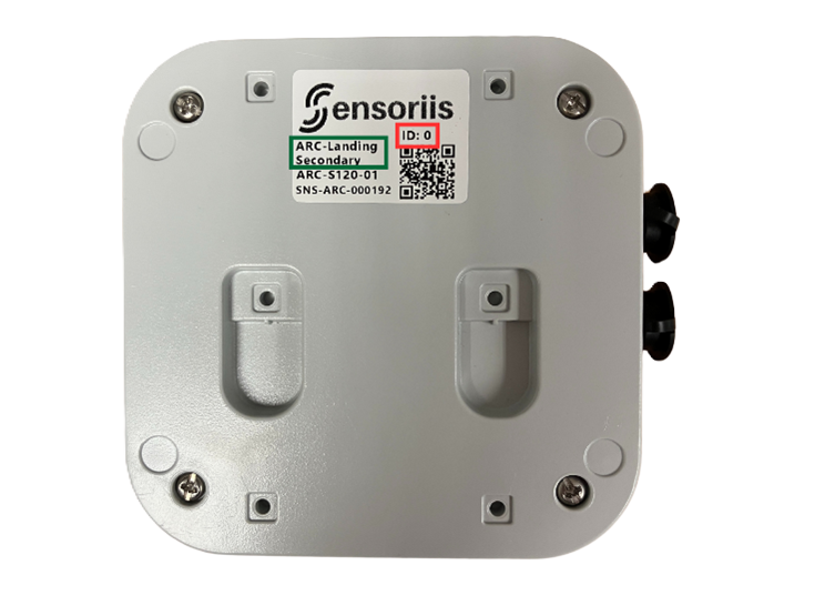 ARC Landing device product label. Green: ARC device product type; Red: Device ID (for ARC Secondaries)